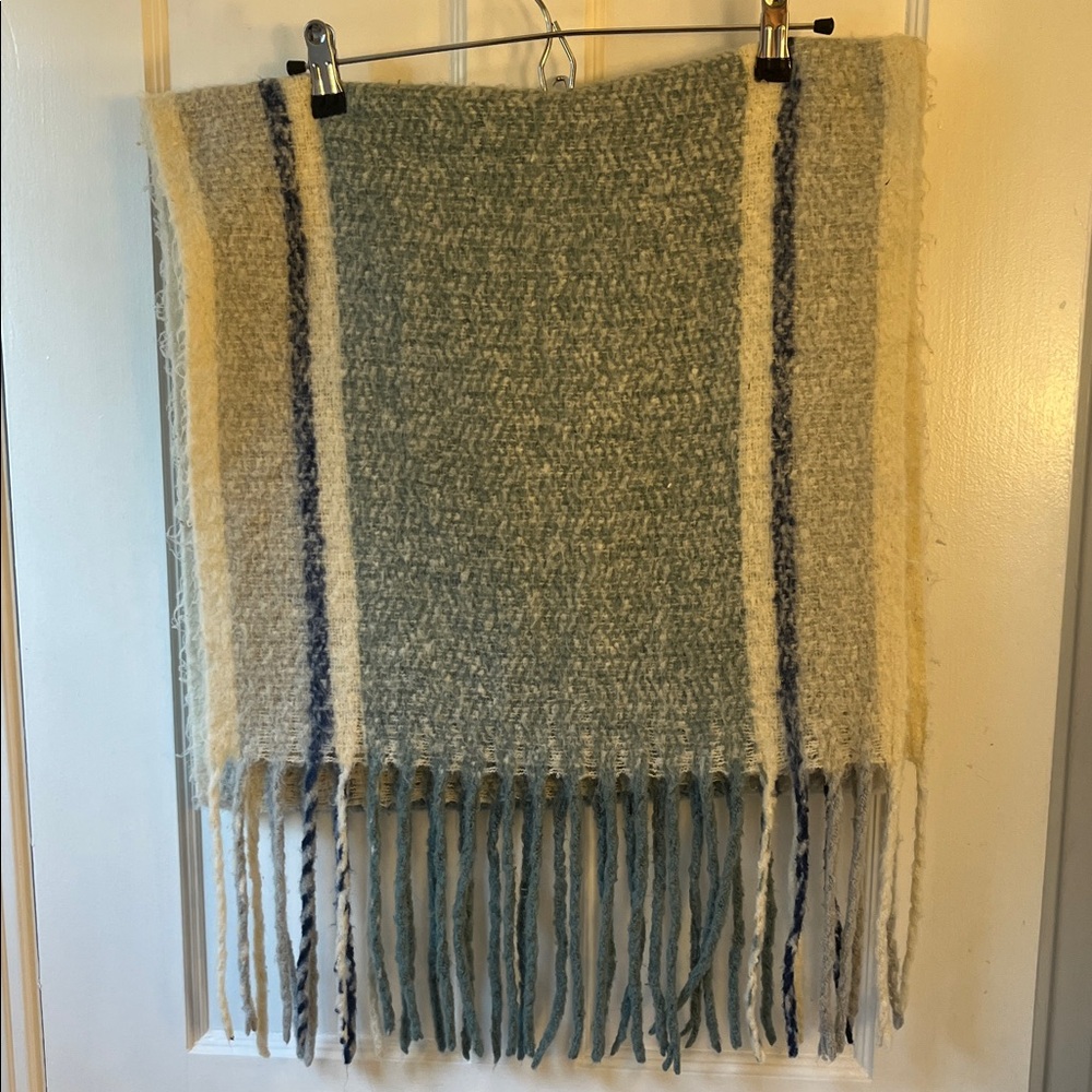 Cozy Striped Fringe Blanket Scarf